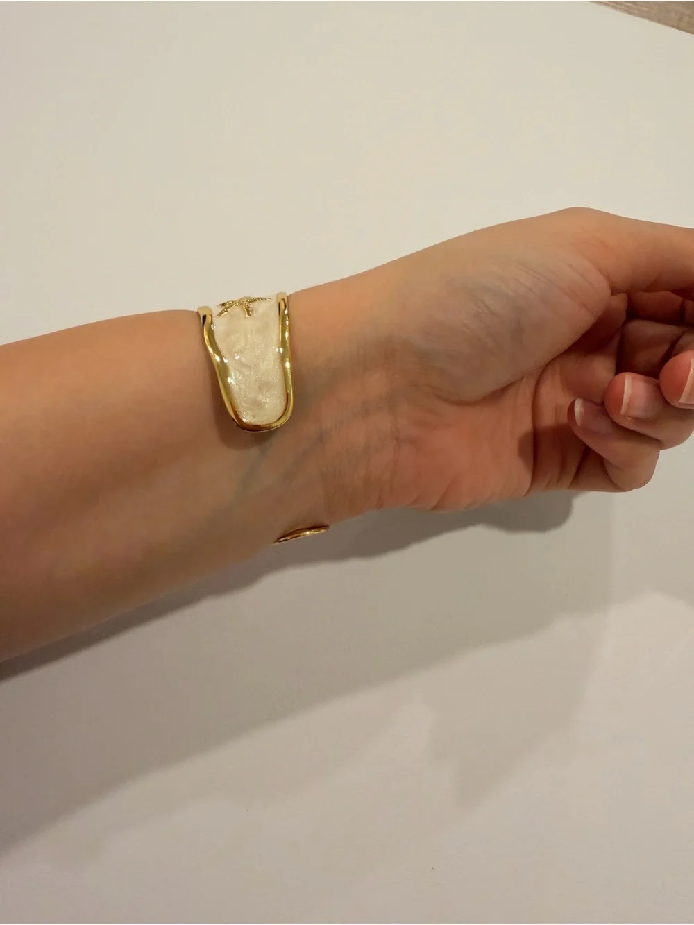 White and Gold Sea Motif Cuff Bracelet